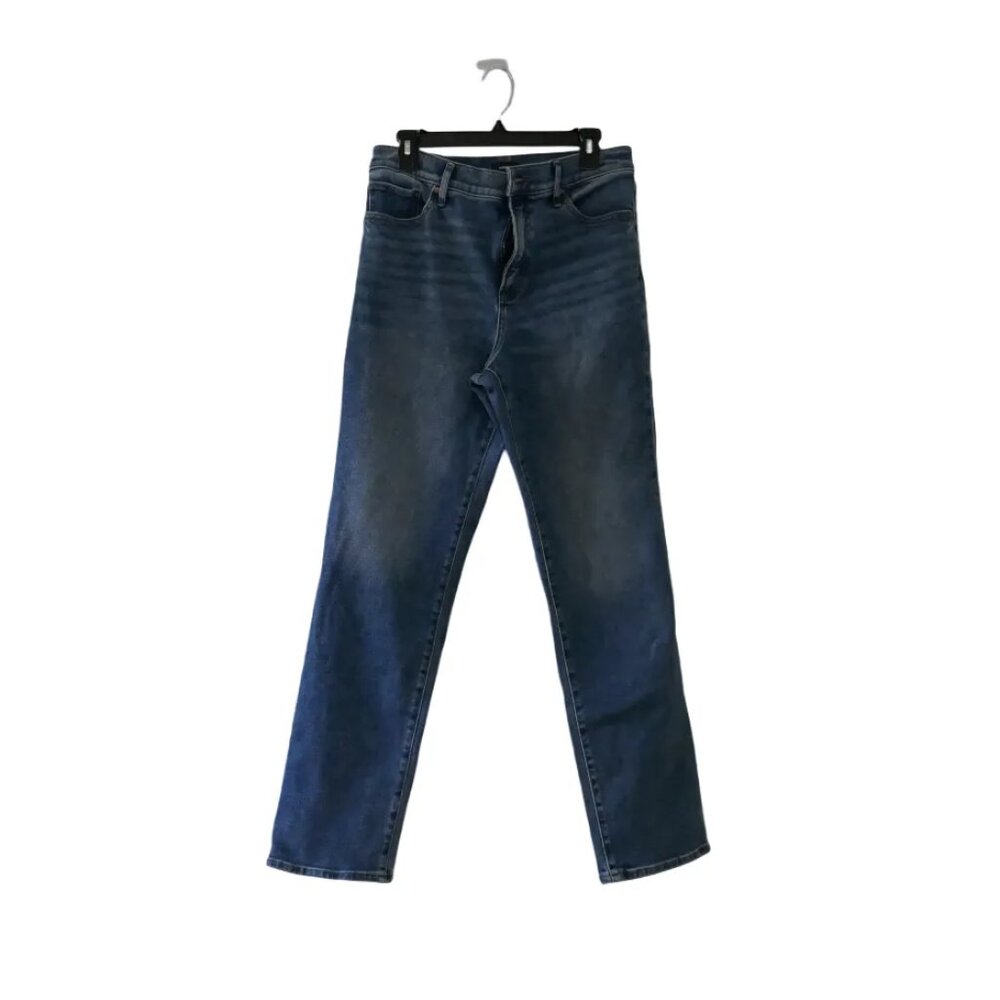Express High Waisted Medium Wash Hyper Sculpt '90s Slim Jeans, Size 12 Long